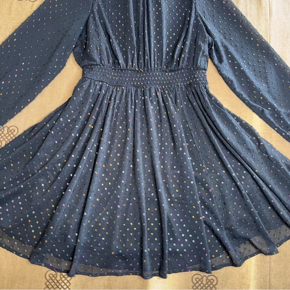 Torrid NWT! Mini Rainbow Clip Dot Blouson Sleeve Dress In Black Size 00 (M/L) - Picture 5 of 15